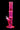 Straight-on view of a translucent hot-pink DankStop Twisted Straight Tube with Tree Perc against a solid black background, showing its angled joint and circular base.
