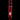 Straight-on view of a red glass DankStop Twisted Straight Tube with Tree Perc standing against a black background, showing the twisted neck, tree percolator chamber, and clear bowl.