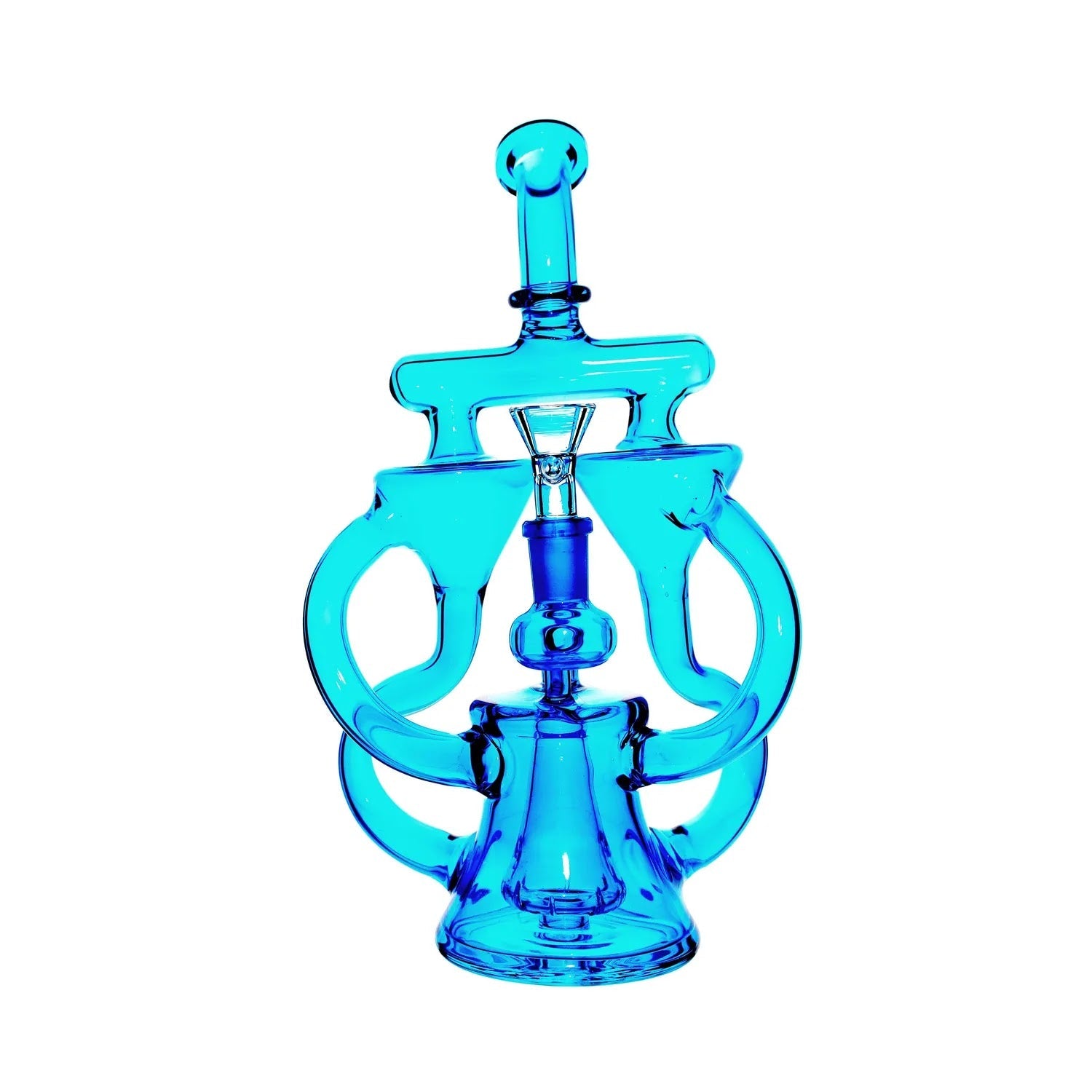 Neon Double Recycler with Pyramid Percolator Water Pipe