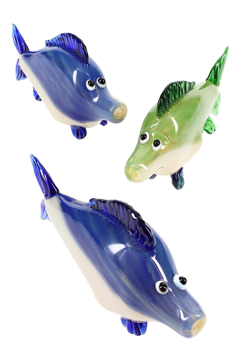 Primate Glass Fish Hand Pipe “Reef Runner” – Silver Fumed – Assorted Colors