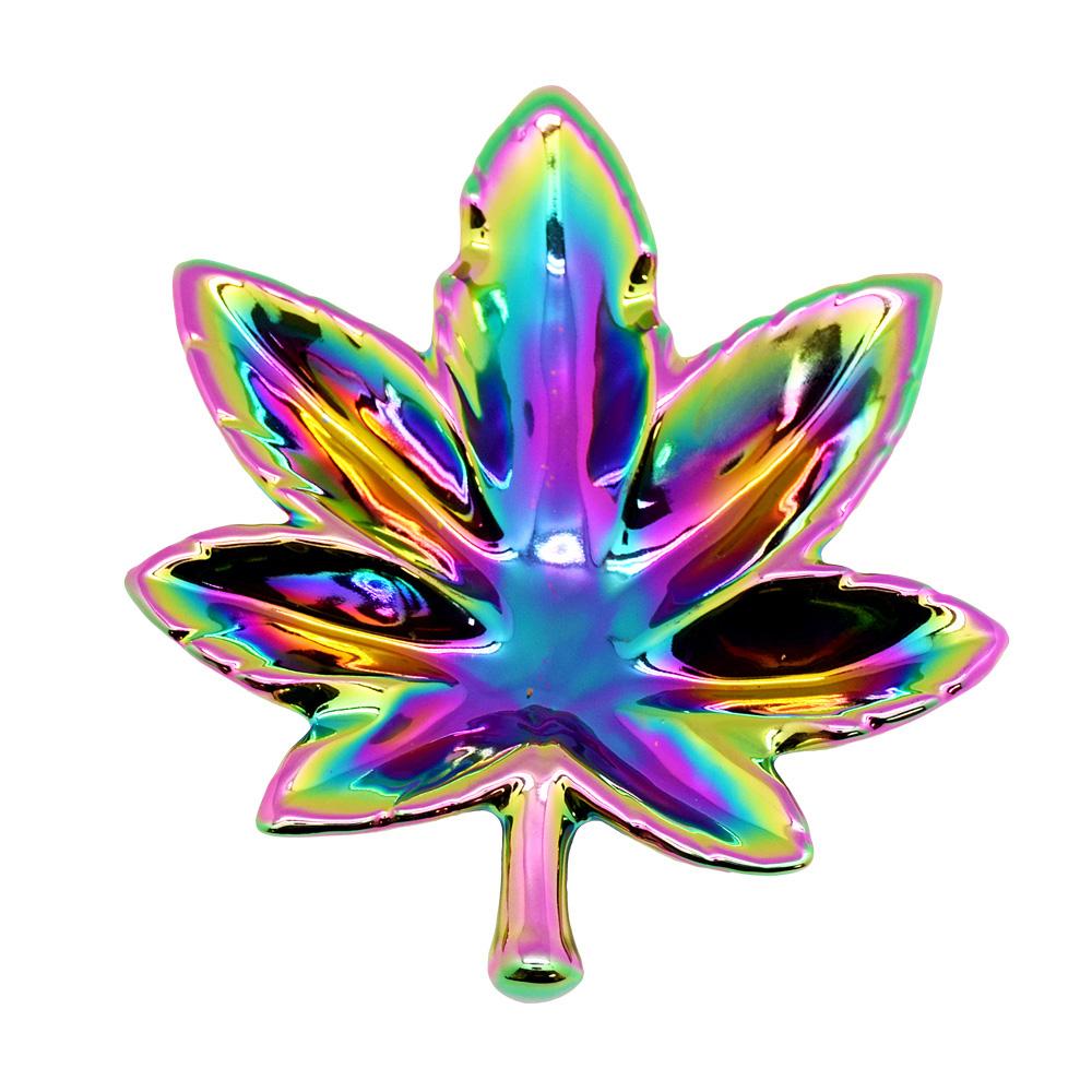 Iridescent Rainbow Hemp Leaf Ashtray