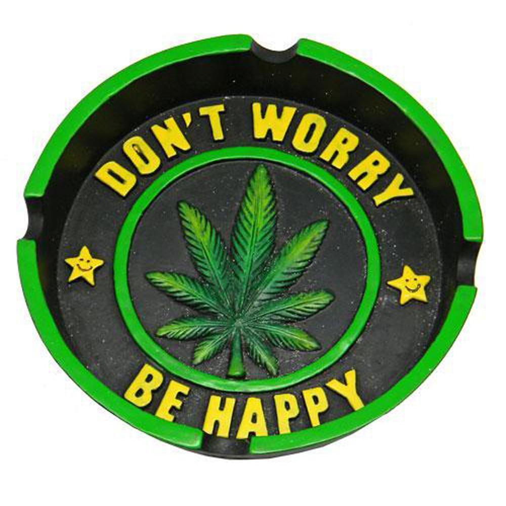 Don't Worry Be Happy Leaf Round Ashtray