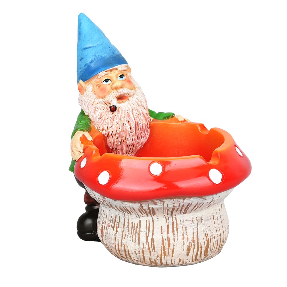 Smoking Gnome Mushroom Ceramic Ashtray