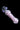 Angled close-up of the DankStop Frit Cone One Hitter - 3 in. showing a clear glass body with pink fritted interior and three lavender glass knobs against a black background