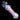 Angled close-up of the DankStop Frit Cone One Hitter - 3 in., showing a clear glass tube with pink frit interior and purple glass accents against black background