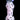Top-down view of the DankStop Frit Cone One Hitter - 3 in. showing a pink and black fritted glass shaft with a clear rounded mouthpiece and a small purple glass carb against a black background