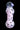 Top-down view of the DankStop Frit Cone One Hitter - 3 in. showing a pink and black fritted glass shaft with a clear rounded mouthpiece and a small purple glass carb against a black background