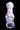 Top-down close-up of the DankStop Frit Cone One Hitter - 3 in., showing its pale pink fritted glass shaft with black flecks and three small purple glass nubs against a black background