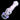 Angled close-up of the pink and white marbled DankStop Frit Cone One Hitter - 3 in. glass piece against a black background.