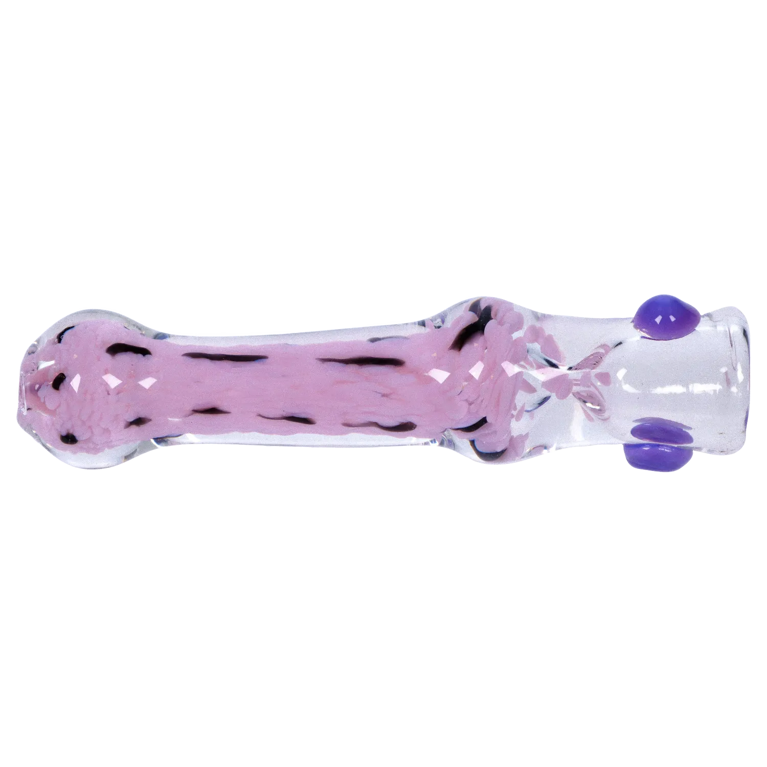 A close-up, angled view of the 3-inch Dankstop Frit Cone One Hitter, showcasing its colorful frit pattern.