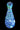 Top-down close-up of the DankStop Piped and Fumed One Hitter - 3 in. showing blue and white spiral glasswork against black.