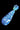 Angled close-up of the DankStop Piped and Fumed One Hitter - 3 in., showing blue and white spiral lampwork patterns against a black background
