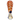 Top-down view of the DankStop Piped and Fumed One Hitter - 3 in. showing its twisted orange-red ribbon pattern inside clear glass and a dark blue thumb rest.