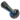Angled close-up of the DankStop Color Frit Spoon Pipe - 3 in., showing its glossy black glass with green and blue internal swirls and highlighted surface reflections
