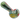 Angled close-up of the DankStop Color Frit Spoon Pipe - 3 in., showing a green crackle finish with red and yellow accents and glossy reflections.