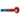 Side view of a DankStop Tri-Color Frit Flat Spoon Pipe - 3.5 in. showing a clear glass body with dense red frit in the bowl fading to blue frit in the stem.