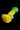 Angled close-up of the DankStop Tri-Color Frit Flat Spoon Pipe - 3.5 in., showing a glossy yellow-speckled bowl, green rounded stem, and pale blue accents against a black background