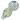 Angled close-up of the DankStop Frit Fumed with Piping Spoon Pipe - 2.5 in. showing its swirled blue, green, and cream glass pattern and rounded bowl.