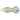 Side view of the DankStop Frit Fumed with Piping Spoon Pipe - 2.5 in. showing its iridescent yellow glass body with spiraling blue and green ribbon stripes.