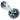 Angled close-up of the DankStop Twisting Stripe Spoon Pipe - 2.5 in., showing swirling blue and white glass patterns and raised pale blue stripe accents.