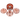 Top-down view of the rose-gold DankStop Dankstop Glossy 3-Stage Grinder - 62mm disassembled into four circular pieces on a white background.