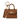 Close-up front view of the brown Penjamin Pursejamin Vaporizer miniature handbag keychain showing its rounded top handle, gold clasp, and lobster clasp ring.