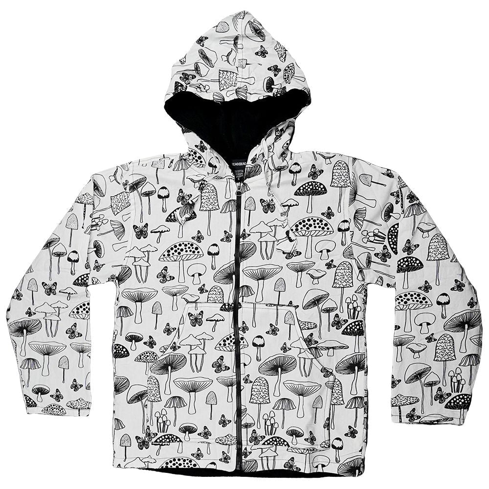 Upright Mushroom Fleece-Lined Zippered Hoodie