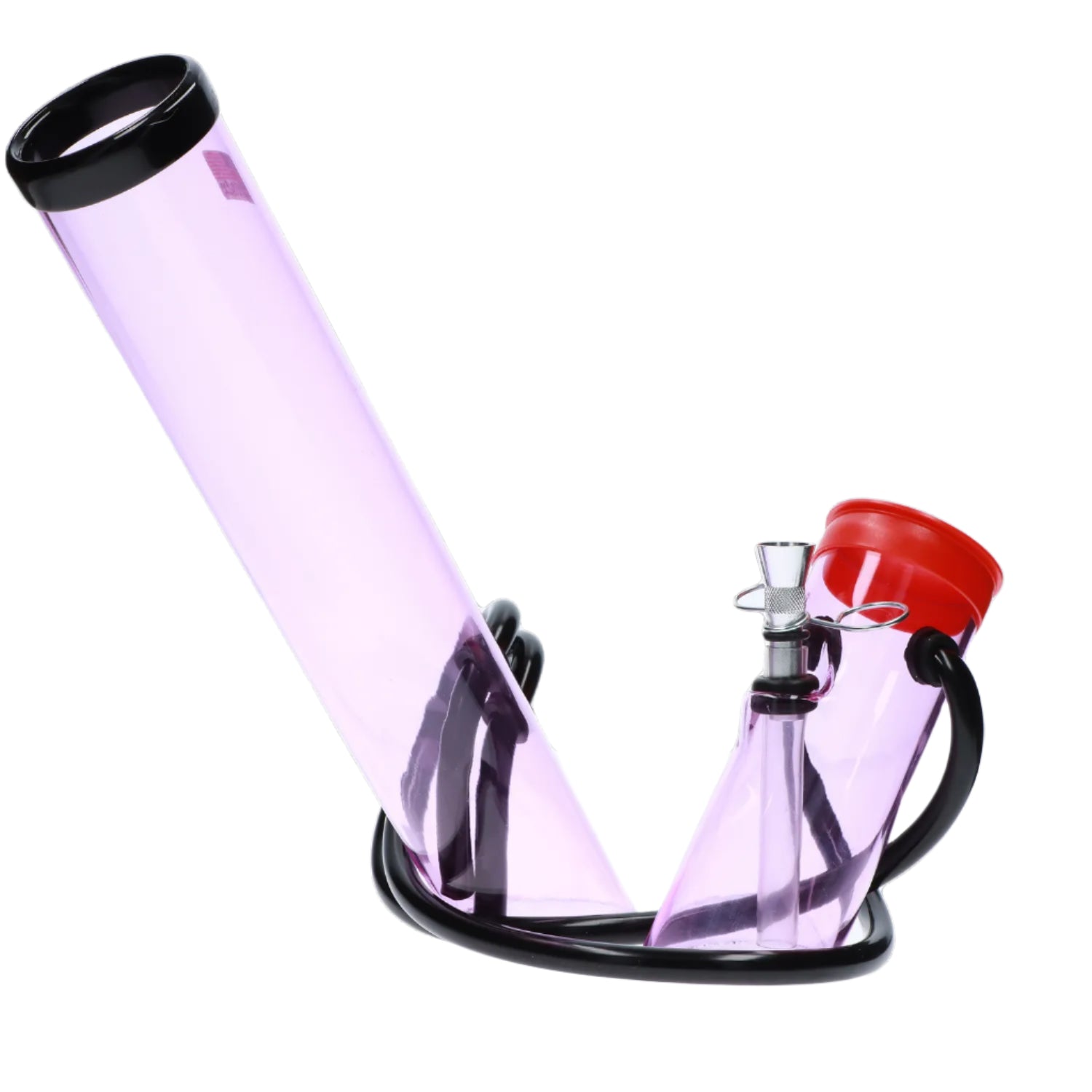 A front view of the JM Plastics Multi-Chamber Acrylic Water Pipe, showcasing its clear acrylic construction and multi-chamber design.