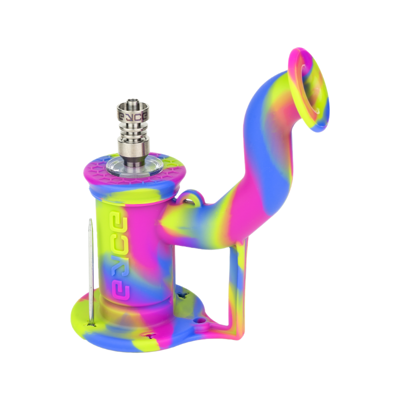 Front view of the Pulsar Rig 2.0| a colorful acrylic water pipe with a unique, modern design.
