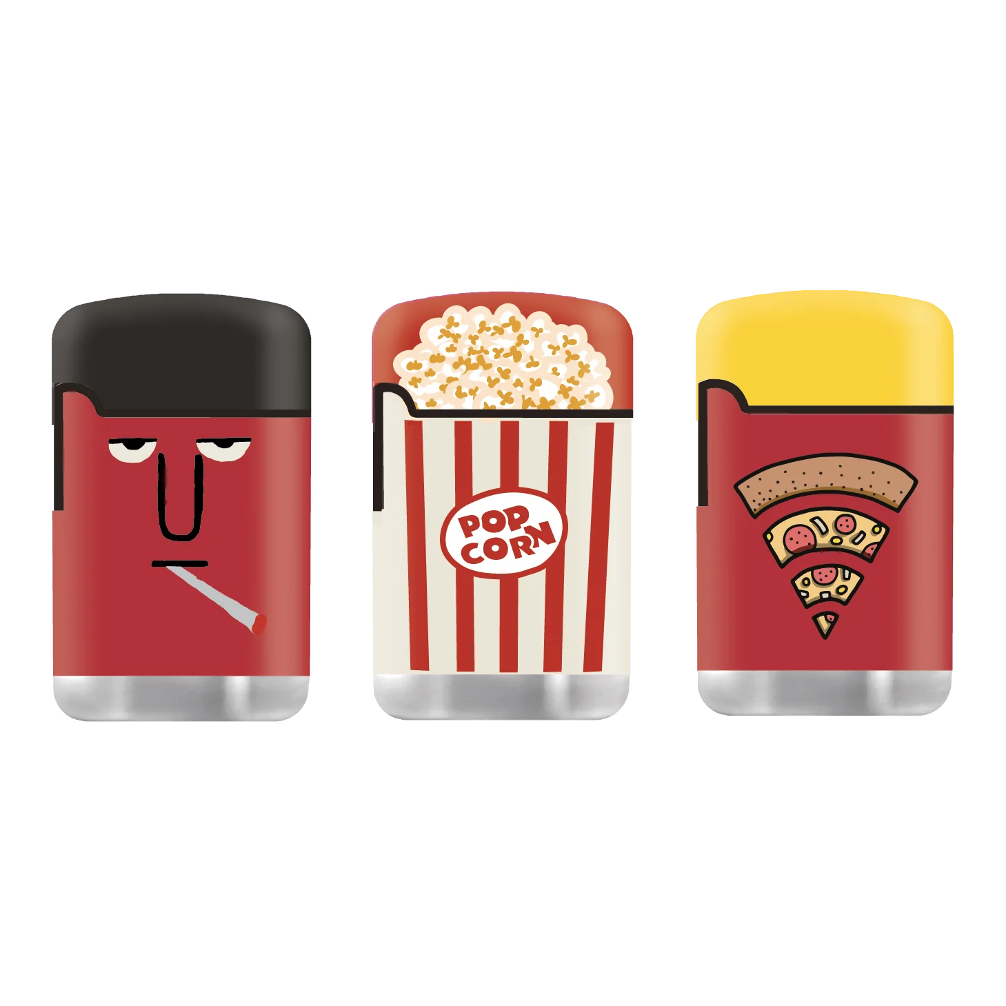 Front view of the Lighter 3-Pack, showcasing three red lighters side-by-side on a white background.