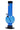 Front view of the 9-inch JM Plastics Bubble Base with Carb Hole Acrylic Water Pipe, showing its clear blue construction and simple base design.