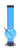 Front view of the 12-inch JM Plastics Large Bubble Base Acrylic Water Pipe, showcasing its clear blue, rounded base design.