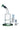 Front view of the 9-inch Bent Neck with Honeycomb Perc Water Pipe in green glass, showing its curved neck and clear body.