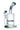 Front view of the 9-inch Bent Neck with Honeycomb Perc Water Pipe in green glass, highlighting its curved neck and clean design.