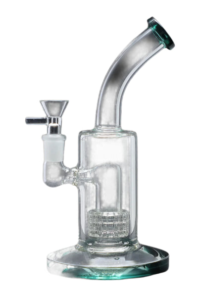 DankStop Bent Neck with Matrix Perc & Color Accents Water Pipe - Teal