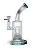 DankStop Bent Neck with Matrix Perc & Color Accents Bong - Teal - 8 in.