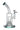 Front view of the 8-inch DankStop Bent Neck with Matrix Perc water pipe, showcasing its teal accents and clear glass construction.