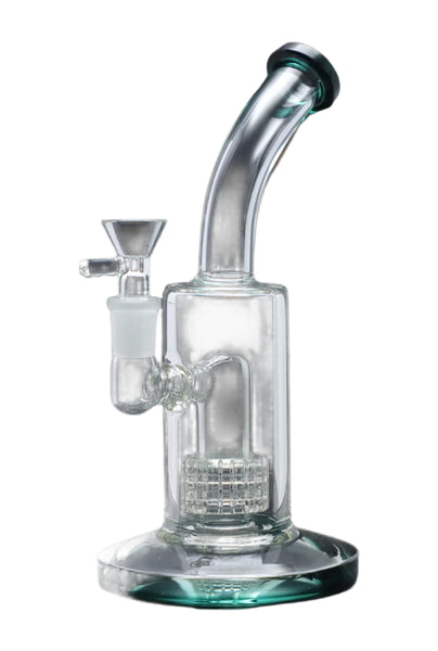 DankStop Bent Neck with Matrix Perc & Color Accents Water Pipe - Teal