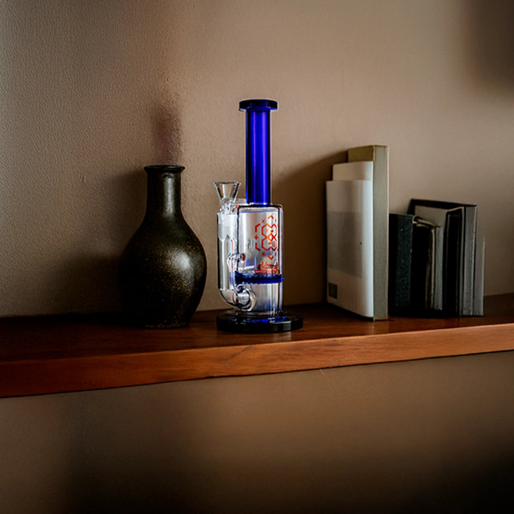 DankStop Straight Tube Colored Glass Bong | Blue