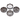 Overhead view of the disassembled 63mm Chrome w/ Mushroom Frogs Grinder, revealing its multi-tiered metal construction and detailed frog design.