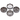 A top-down view of the disassembled 63mm Chrome w/ Space Hands Mushroom Grinder, showing its chrome finish and multi-part construction.