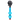Vertical front view of the JM Plastics Black Gas Mask with Bright Acrylic Bong showing a black gas-mask top and two stacked bright blue acrylic spheres against a white background
