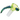 Angled close-up of the light green DankStop Horn Bowl showing its curved twisted glass horn and rounded bowl with blue-green swirls.