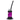 Close-up front view of the JM Plastics Mini Hoser with Carb Hole Acrylic Bong showing a purple cylindrical body, black curved mouthpiece, metal bowl, and black flared base.