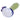 A close-up, angled view of the Swirling Double Blown Spoon Pipe - 4.5 in, showcasing its green and blue glass swirl design.