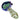 A close-up, angled view of the Swirling Double Blown Spoon Pipe - 4.5 in, featuring vibrant swirling glass patterns.