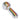 Front view of the 3.5-inch Twisted Rasta & White Art Pipe, showing a curved glass tube with white and colorful detailing.