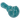 Close-up angled view of the Cloud Cali Inc Dankstop 3-inch Glass Swirl w/ Fume Hand Pipe showing its teal swirled bowl and ribbed stem with glossy reflections.