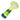 Angled close-up of the DankStop Fancy Multi-Color Striped Glass Spoon Pipe - 5 in., showing the rounded bowl and clear glass handle with yellow, green, and blue striped accents.