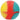 Close-up front view of the multicolored DankStop Silicone Ball Container showing yellow, red, and teal swirls and the seam where the two halves meet